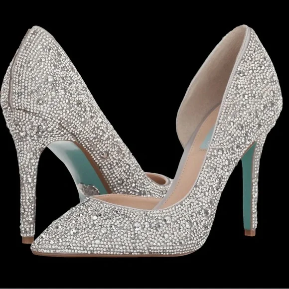 Betsey Johnson Silver Rhinestone Women's Heels - Picture 1 of 1